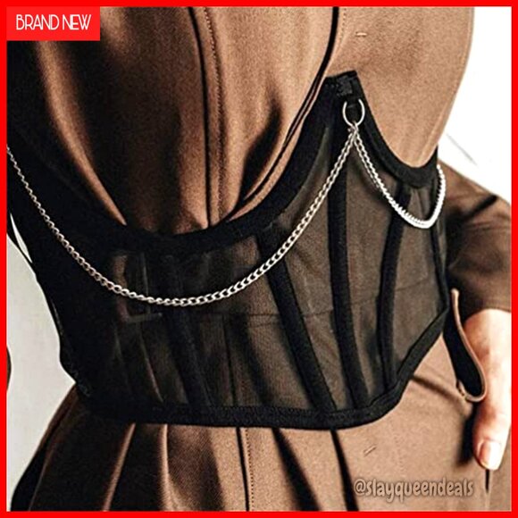 Steel Boned Mesh Waist Corset Belt for Women Gothic Punk Fashion main image 7